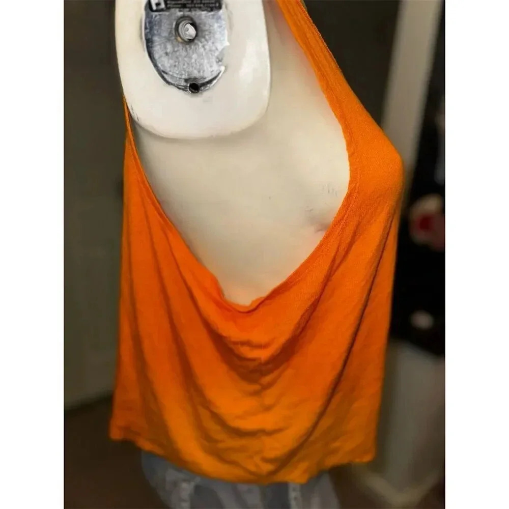 Zella Women's Orange Scoop Neck Tank Top Size XL Sleeveless Lightweight - Picture 3 of 6